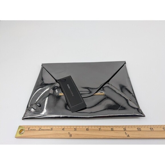 BCBGMAXAZRIA Clutch Bag Harlow Gunmetal Mirror Envelope Pouch Vegan Leather Glam - Picture 11 of 15